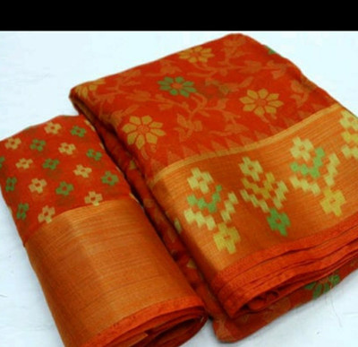 Jaydeep Sarees Printed Bhagalpuri Brasso Saree(Orange)