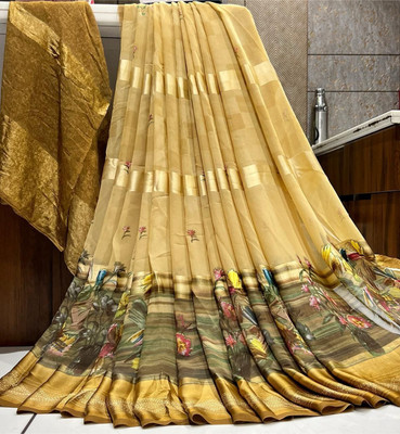 VISIONEMBRO Printed Leheria Georgette Saree(Multicolor)