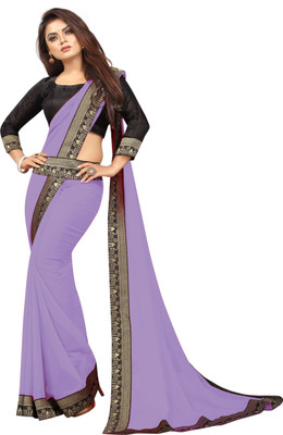 LIMTD Solid/Plain Bollywood Georgette Saree(Purple)
