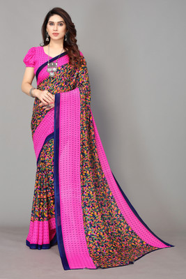 ANIRAV Printed, Digital Print Bollywood Georgette Saree(Pink)