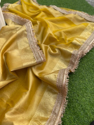 Banaras silk palace Woven Banarasi Tissue Saree(Yellow)