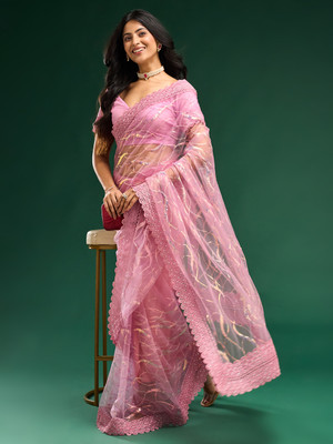 KASEE Embroidered Bollywood Net Saree(Purple)