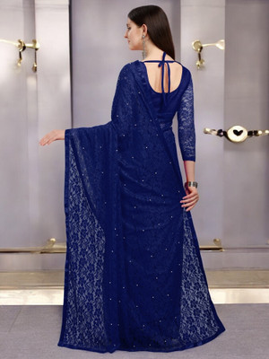 Fashion Nexa Self Design, Embellished Bollywood Net Saree(Blue)
