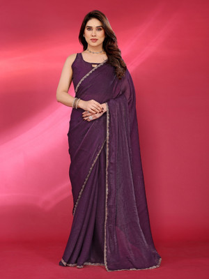 Harsh Solid/Plain Daily Wear Jimmy choo Saree(Purple)