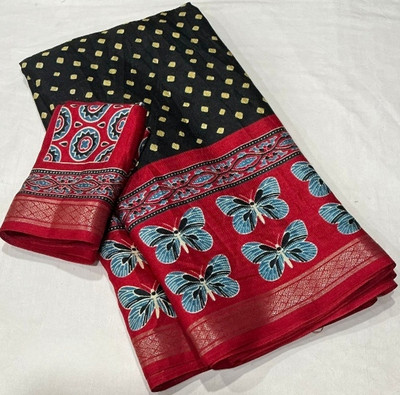 SVPrints Printed Bollywood Georgette Saree(Black)