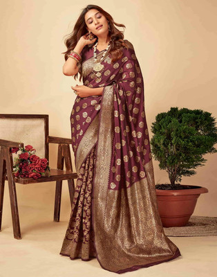 Akag Woven Kanjivaram Pure Silk Saree(Maroon)