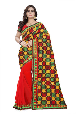 SERONA FABRICS Embroidered Bollywood Georgette Saree(Yellow)