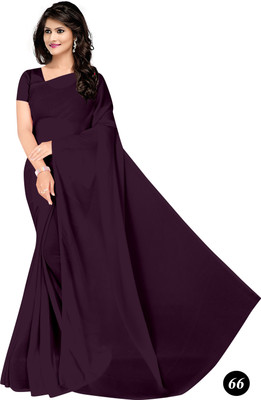 STAVA CREATION Solid/Plain Bollywood Georgette Saree(Maroon)