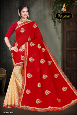 RANJANA CREATION Self Design Bollywood Net Saree(Red)