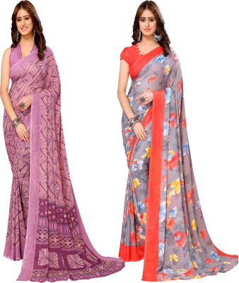 YASHIKA Printed Bollywood Georgette Saree(Pack of 2, Multicolor)