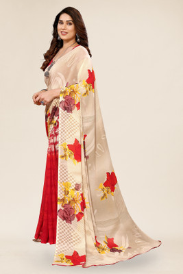 Moda Rapido Floral Print Daily Wear Georgette Saree(Red)