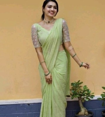 A SALES Solid/Plain Bollywood Georgette Saree(Light Green)