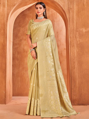 KARAGIRI Self Design Kota Doria Cotton Blend Saree(Beige)
