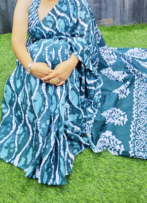 AARTI FASHION Printed Ikkat Cotton Blend Saree(Grey)