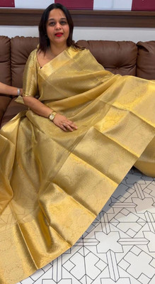 Clothing Hub Woven Dharmavaram Tissue Saree(Gold)