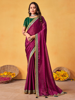 Tasrika Embroidered Bollywood Georgette Saree(Magenta)