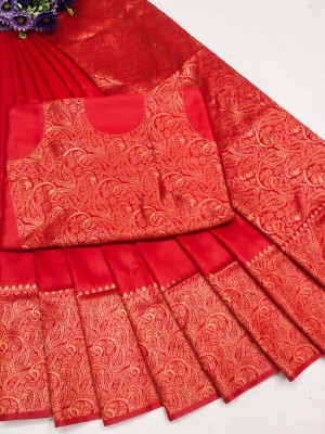 Homigoz Woven Banarasi Art Silk Saree(Red)