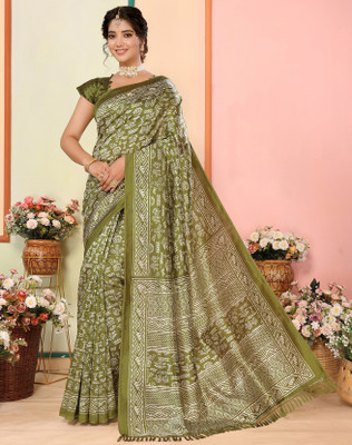 YASHIKA Printed Bollywood Art Silk Saree(Green)