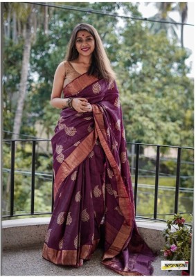 V V FASHION Embellished Bollywood Jacquard Saree(Purple)