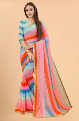GAVUBAA Floral Print Bollywood Georgette Saree(Multicolor)