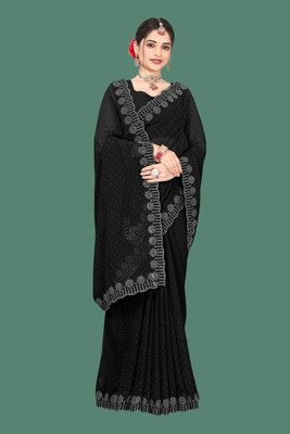 Shiv Febric Embellished Bollywood Chiffon Saree(Black)