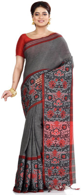 DipDiya Woven Handloom Pure Cotton Saree(Grey)