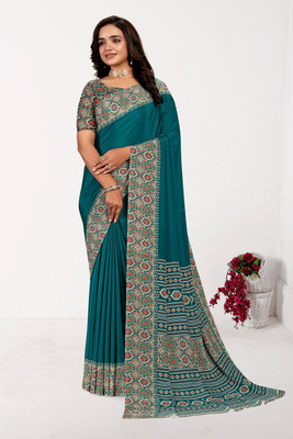 Vimla Printed Bollywood Crepe Saree(Dark Green)