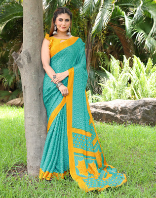YASHIKA Self Design, Printed Bollywood Tussar Silk Saree(Blue, Yellow)