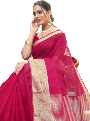 KOTHARI SBT Solid/Plain Bandhani Organza Saree(Multicolor)