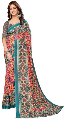 Aariya Trendz Geometric Print Bollywood Georgette Saree(Multicolor)