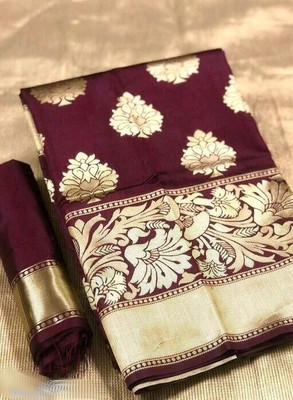 sorathiya enterprise Woven Banarasi Cotton Silk Saree(Maroon)