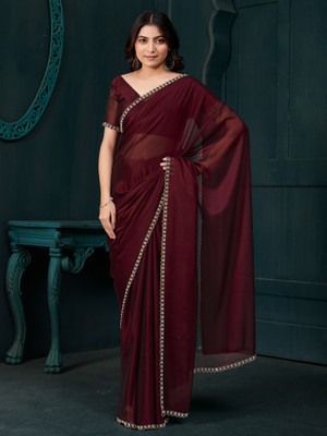 Sareemall Embellished Bollywood Crepe Saree(Maroon)