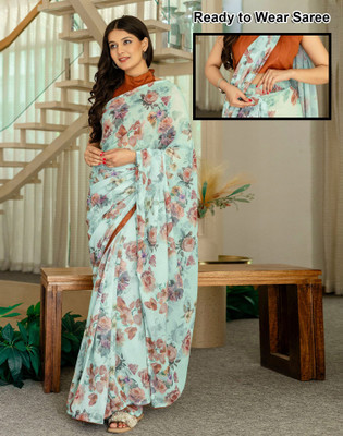 Satrani Floral Print Daily Wear Georgette Saree(Multicolor)