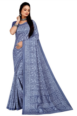 Novus Knitting Printed Mysore Art Silk Saree(Blue)