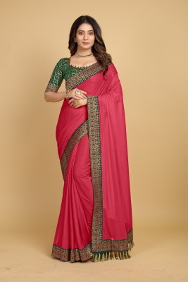 DIVYASHAKTI FASHION Self Design Bollywood Silk Blend Saree(Pink)