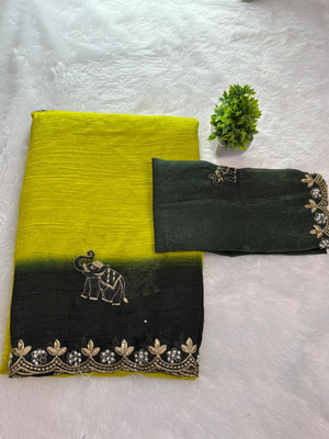 Sanwariya Silks Embellished Bollywood::Chanderi::Baluchari Chanderi Saree(Green)