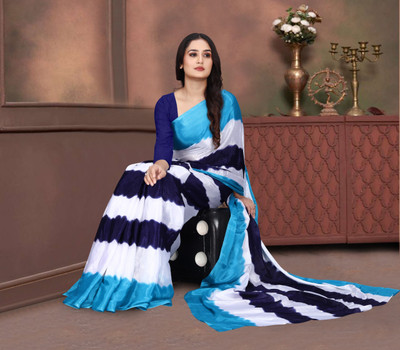 jihana fab Printed Kanjivaram Georgette, Silk Blend Saree(Blue)