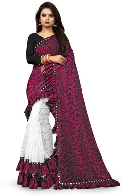SwiftStyle Self Design Bollywood Lycra Blend Saree(Pink)
