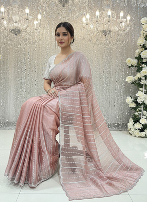Sariya Embroidered, Embellished Bollywood Organza, Chiffon Saree(Pink)