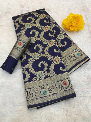 HB VENTURE Striped Banarasi Silk Blend Saree(Multicolor)