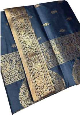 Zahidandsons Woven Banarasi Handloom Art Silk Saree(Grey)