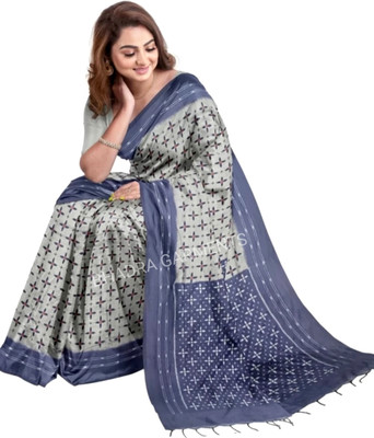 Bhadra Printed Sambalpuri Viscose Rayon Saree(Grey)