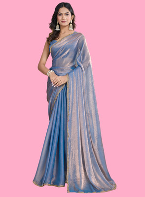 Croza Solid/Plain Bollywood Organza, Pure Silk Saree(Multicolor)