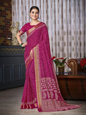 all about you Printed Daily Wear Silk Blend Saree(Maroon)