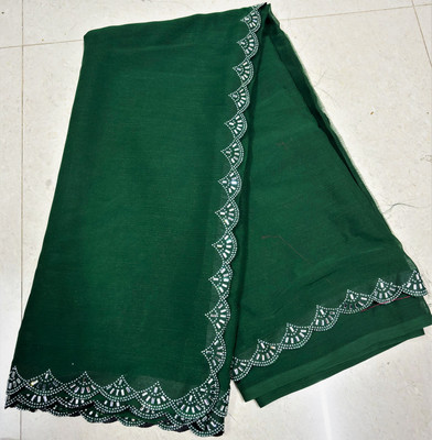 Dharam Creation Solid/Plain, Embellished, Dyed Bollywood Georgette Saree(Green)
