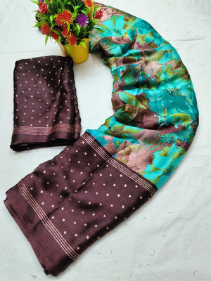 VD PRINTS Printed Leheria Silk Blend Saree(Dark Green)