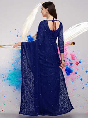 NEXA Self Design Bollywood Net Saree(Blue)