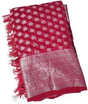 Indian Traditional Fashions Checkered Assam Silk Pure Silk Saree(Pink)