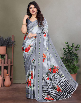Divastri Printed Bollywood Tussar Silk Saree(Grey)