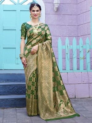 sagarika Printed, Embroidered Bollywood Organza Saree(Green)